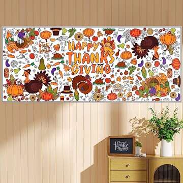 OHOME Thanksgiving Giant Coloring Poster/Tablecloth-Thanksgiving Crafts for Kids-30 x 72 Inches Jumbo Paper Coloring Banner Thanksgiving Games Activities for Kids Gifts - Thanksgiving Decorations