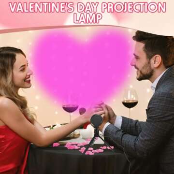 Glooglitter Heart Shaped Projection Lamp with 1000 Rose Petals Valentine's Day Sign Novelty Indoor Lamps USB Powered Romantic Night Light for Him Room Decorations Marry Me Proposal Weddings (Pink)