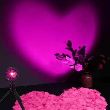 Glooglitter Heart Shaped Projection Lamp with 1000 Rose Petals Valentine's Day Sign Novelty Indoor Lamps USB Powered Romantic Night Light for Him Room Decorations Marry Me Proposal Weddings (Pink)