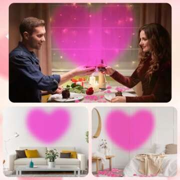 Glooglitter Heart Shaped Projection Lamp with 1000 Rose Petals Valentine's Day Sign Novelty Indoor Lamps USB Powered Romantic Night Light for Him Room Decorations Marry Me Proposal Weddings (Pink)