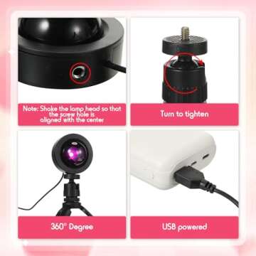 Glooglitter Heart Shaped Projection Lamp with 1000 Rose Petals Valentine's Day Sign Novelty Indoor Lamps USB Powered Romantic Night Light for Him Room Decorations Marry Me Proposal Weddings (Pink)