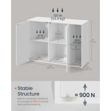 SONGMICS HOME Superfast Toolless Assembly, Storage Cabinet, Accent Buffet Cabinet with Lighting and ...