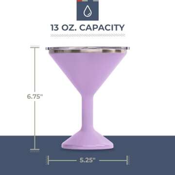 ORCA Tini 13oz Stainless Steel Martini Glass for Outdoor Fun
