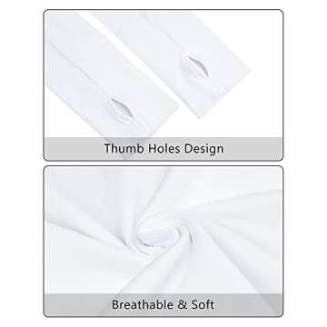 Stelle Womens Breathable Seamless Shirt with Thumb Holes for Yoga Sports Running Workout Athletic Slim Fit, White, Large, Long Sleeve