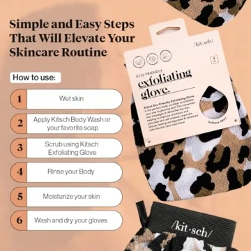 Kitsch Deep Exfoliating Glove, Eco Friendly Exfoliating Body Scrubber, Dead Skin Remover & Body Scrubber Exfoliator, Body Scrub Mitt for Skin Cell Renewal, Body Exfoliating Gloves for Shower, Leopard