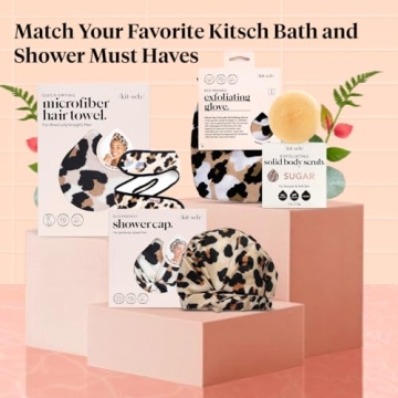 Kitsch Deep Exfoliating Glove, Eco Friendly Exfoliating Body Scrubber, Dead Skin Remover & Body Scrubber Exfoliator, Body Scrub Mitt for Skin Cell Renewal, Body Exfoliating Gloves for Shower, Leopard