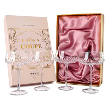 TOLDATLI Coupe Glasses, Martini Glasses Set Of 4, Vintage Champagne Coupe Glasses, 10oz Large Martin...