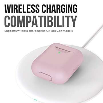 KeyBudz AirPods 2 & 1 Case [Front LED Visible] Protective Silicone Cover and Skin Compatible with Apple AirPods (Without Carabiner, Pretty in Pink)