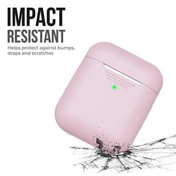 KeyBudz AirPods 2 & 1 Case [Front LED Visible] Protective Silicone Cover and Skin Compatible with Apple AirPods (Without Carabiner, Pretty in Pink)