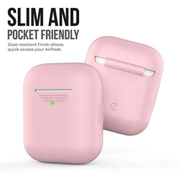 KeyBudz AirPods 2 & 1 Case [Front LED Visible] Protective Silicone Cover and Skin Compatible with Apple AirPods (Without Carabiner, Pretty in Pink)