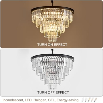 Faibra 12-Light Black Crystal Chandelier for Any Room