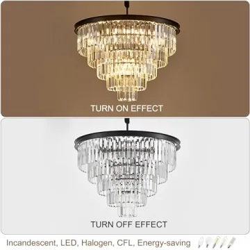 Faibra 12-Light Black Crystal Chandelier for Any Room