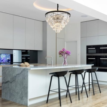 Faibra 12-Light Black Crystal Chandelier for Any Room