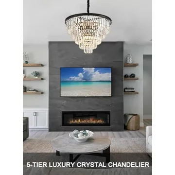 Faibra 12-Light Black Crystal Chandelier for Any Room