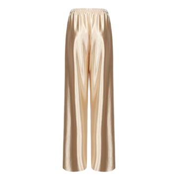 Women Satin Wide Leg Pants Elegant and Versatile Outfit