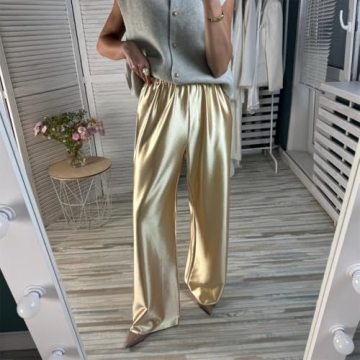 Women Satin Wide Leg Pants Elegant and Versatile Outfit