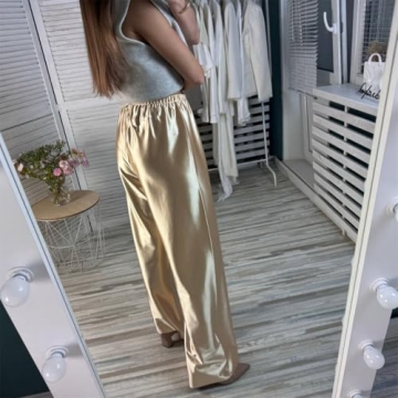 Women Satin Wide Leg Pants Elegant and Versatile Outfit