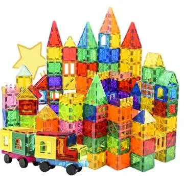 FNJO Magnetic Tiles - 100PCS STEM Building Gift for Kids