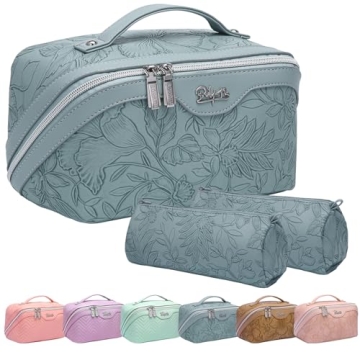 Large Capacity Travel Makeup Bags Set - Light Blue - PU Leather