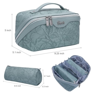 Large Capacity Travel Makeup Bags Set - Light Blue - PU Leather