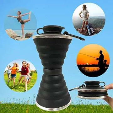 Semetor Collapsible Water Bottle, 500ml, BPA Free Silicone, Reusable, Portable, Heat Resistant, Suitable for Outdoor Activities, Easy to Clean