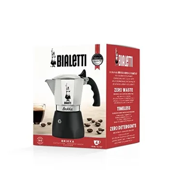 Bialetti - New Brikka, Moka Pot, the Only Stovetop Coffee Maker Capable of Producing a Crema-Rich Espresso, 4 Cups (5,7 Oz), Aluminum and Black