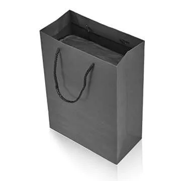 Outus 24 Sets Black Gift Bags Paper Kraft Bags with 24 Pcs Copy Papers 4 Different Sizes in 6/8/11/13 Inches for Birthday Graduations Parties Wedding