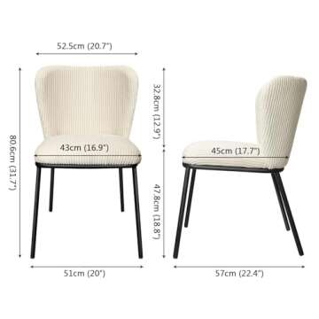 Elegant SIMTONAL Dining Chairs Set of 2, Comfortable Beige Armless Seating