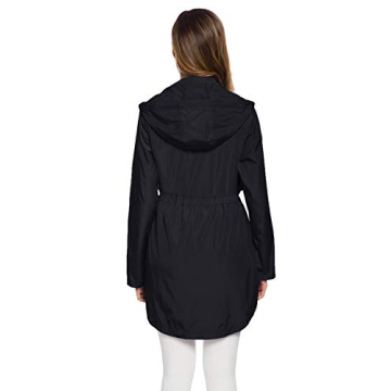 Avoogue Womens Hooded Raincoat Waterproof Jackets For Women Lightweight Rain Jackets Black L