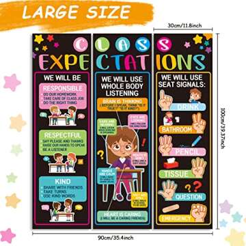 3 PCS Class Expectations Jumbo Poster Set for Educational Classroom Decor