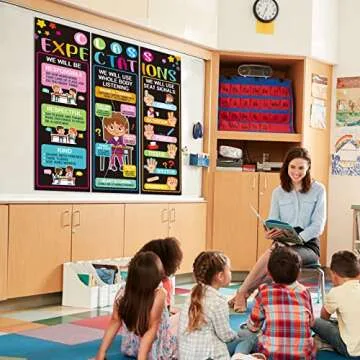 3 PCS Class Expectations Jumbo Posters for Classroom Use