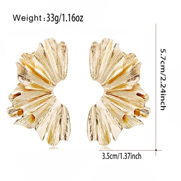 Elegant Glitter Gold Statement Earrings for Women