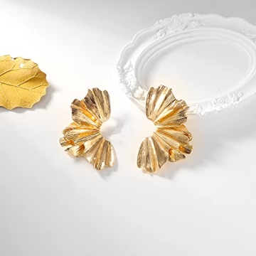 Elegant Glitter Gold Statement Earrings for Women