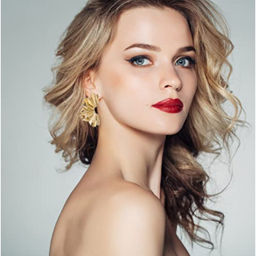 Elegant Glitter Gold Statement Earrings for Women