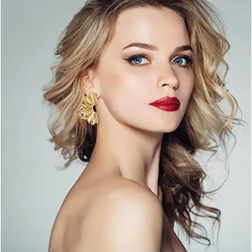 Elegant Glitter Gold Statement Earrings for Women