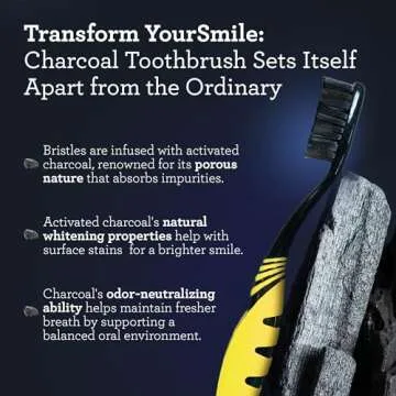 GuruNanda Charcoal Infused Toothbrush – Soft Charcoal Bristles - Helps Clean Plaque, Whitens Teeth, and Aids in Fresh Breath – BPA-Free Brush for Adults & Kids (6 Count)