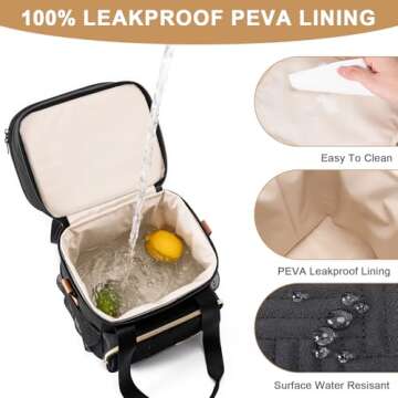 BABEYER Breastmilk Cooler Bag with Ice Pack, Fits 6 Baby Bottles Up to 9 Oz, Bottle Cooler Bag, Double Layer Leakproof with Should Strap for Working & Nursing Moms, Black