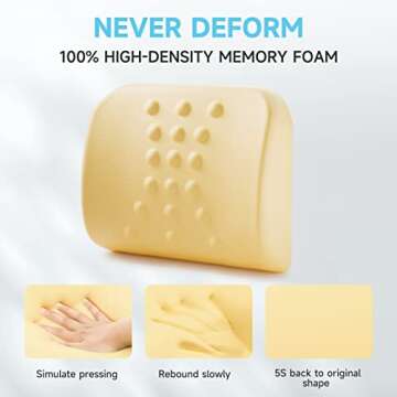 Fyore Lumbar Pillow Memory Foam Back Support Cushion with Anti-Slip Particles Designed for Lower Bac...