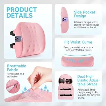 Fyore Lumbar Pillow Memory Foam Support Cushion  Pink