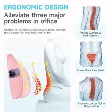 Fyore Lumbar Pillow Memory Foam Support Cushion  Pink