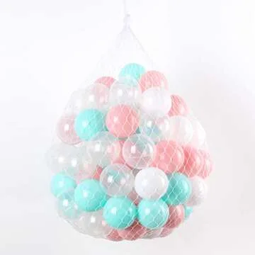 WINTECY Pack of 100 Plastic Balls, 2.2 inches/5.5 cm, BPA Free Pit Balls Crush Proof Ocean Balls Phthalate Free for Boys Girls Toddlers Indoor Outdoor (Marca Green+Marca Pink+White+Transparent)