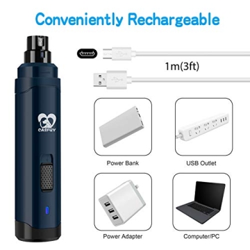 Casfuy Dog Nail Grinder - Painless Electric Trimmer for Pets