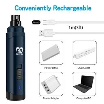 Casfuy Dog Nail Grinder - Painless Electric Trimmer for Pets