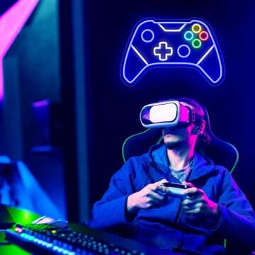Gamer Neon Sign, Gaming Neon Sign for Gamer Room Decor, Gaming Lights for Wall Decor, Boys Bedroom and Video Game Room, USB Powered Adjust Brightness Gaming Led Sign, Gamer Gifts for Kid, Teen, Boy