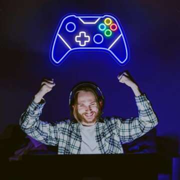 Gamer Neon Sign, Gaming Neon Sign for Gamer Room Decor, Gaming Lights for Wall Decor, Boys Bedroom and Video Game Room, USB Powered Adjust Brightness Gaming Led Sign, Gamer Gifts for Kid, Teen, Boy