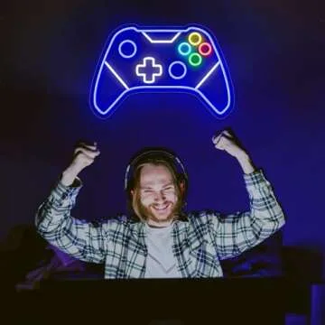 Gamer Neon Sign, Gaming Neon Sign for Gamer Room Decor, Gaming Lights for Wall Decor, Boys Bedroom and Video Game Room, USB Powered Adjust Brightness Gaming Led Sign, Gamer Gifts for Kid, Teen, Boy