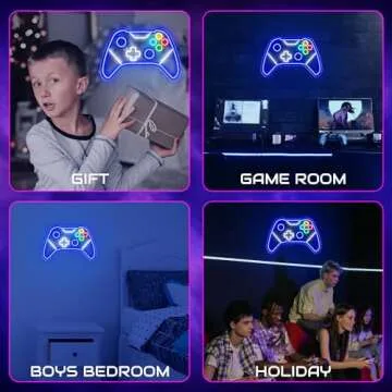 Gamer Neon Sign, Gaming Neon Sign for Gamer Room Decor, Gaming Lights for Wall Decor, Boys Bedroom and Video Game Room, USB Powered Adjust Brightness Gaming Led Sign, Gamer Gifts for Kid, Teen, Boy