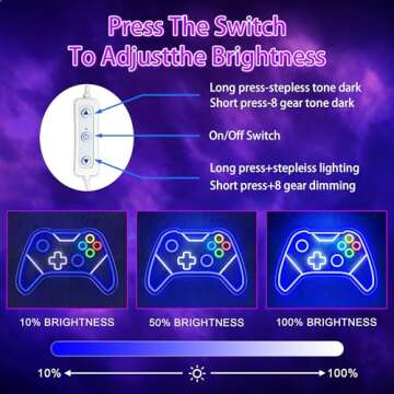 Gamer Neon Sign, Gaming Neon Sign for Gamer Room Decor, Gaming Lights for Wall Decor, Boys Bedroom and Video Game Room, USB Powered Adjust Brightness Gaming Led Sign, Gamer Gifts for Kid, Teen, Boy