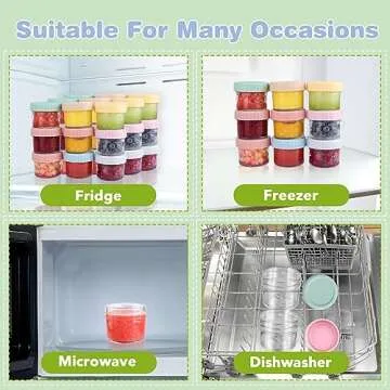 RowinsyDD 5 Pack Glass Baby Food Storage Containers, 4 oz Leakproof Baby Food Jars with Lids, Small Glass Food Containers for Infant Baby Food, Freezer & Microwave Safe, BPA Free