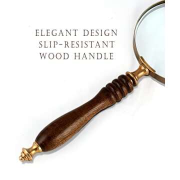 Deconoor 10X Handheld Magnifying Glass Lens, Antique Brass Magnifier, Fine Print Reading, Inspection...